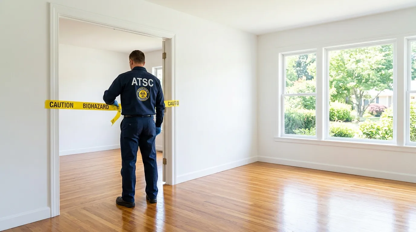 Certified biohazard cleanup crew performing Trauma Scene Cleanup in Johnston